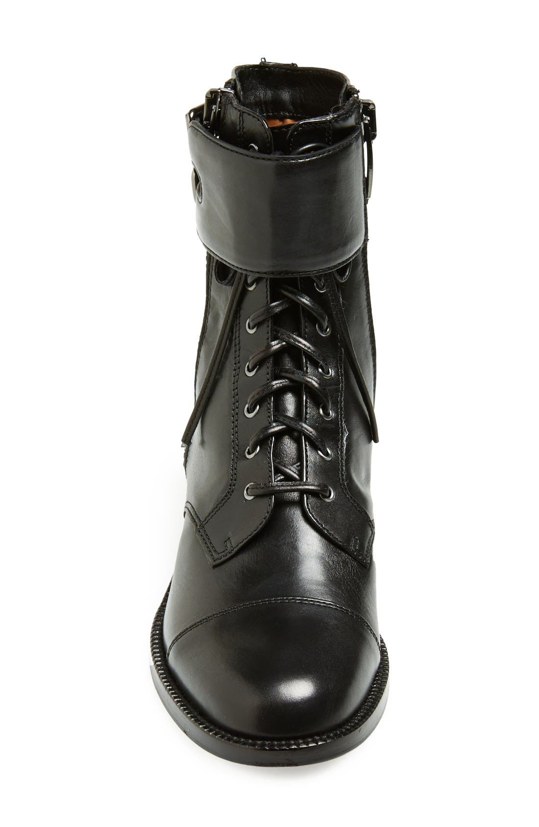 'Bindu' Military Lace-Up Bootie, Alternate, color, BLACK CALF