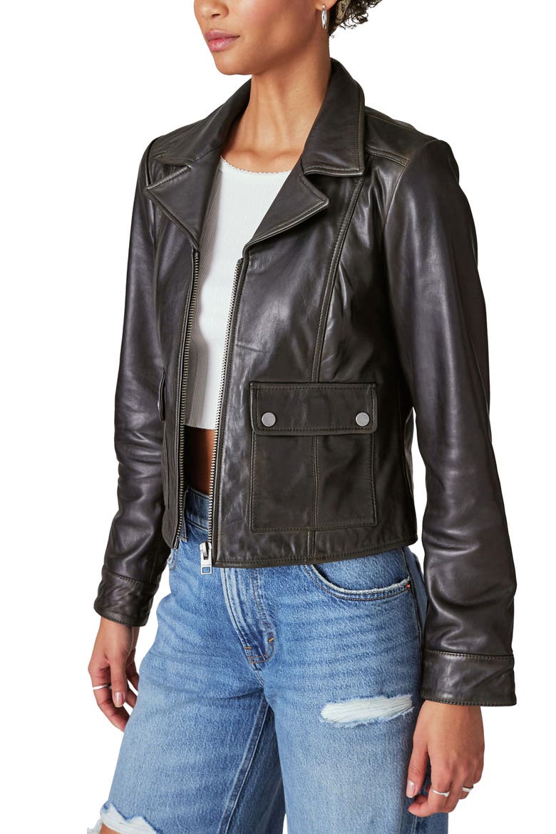 Distressed Leather Moto Jacket, Alternate, color, 001 BLACK
