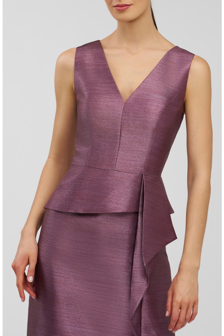Octavia Metallic Column Gown, Alternate, color, DEEP MINK