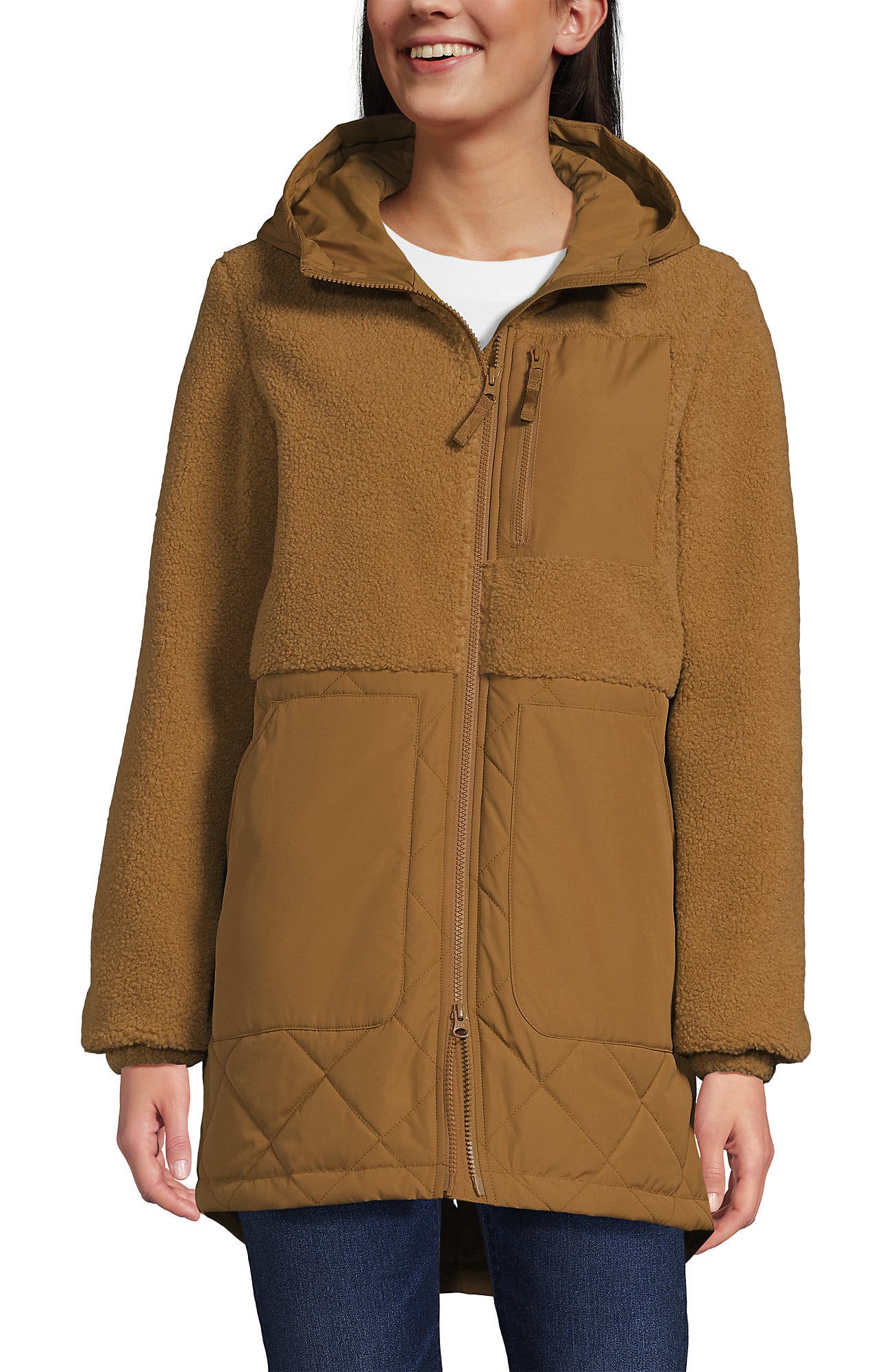 High Pile Quilted Mixed Media Parka - image 3