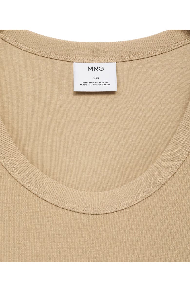 MANGO Slim Fit Stretch Cotton Rib Tank, Alternate, color, Grey - Beige