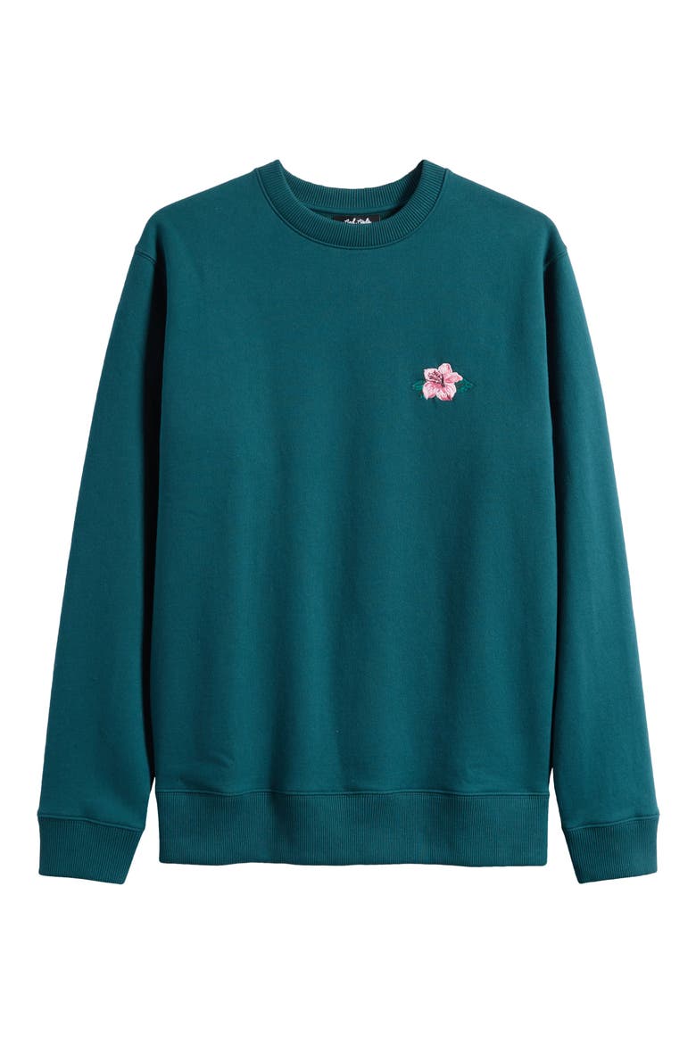 Azalea Cotton Crewneck Sweatshirt, Alternate, color, LUSH GREEN