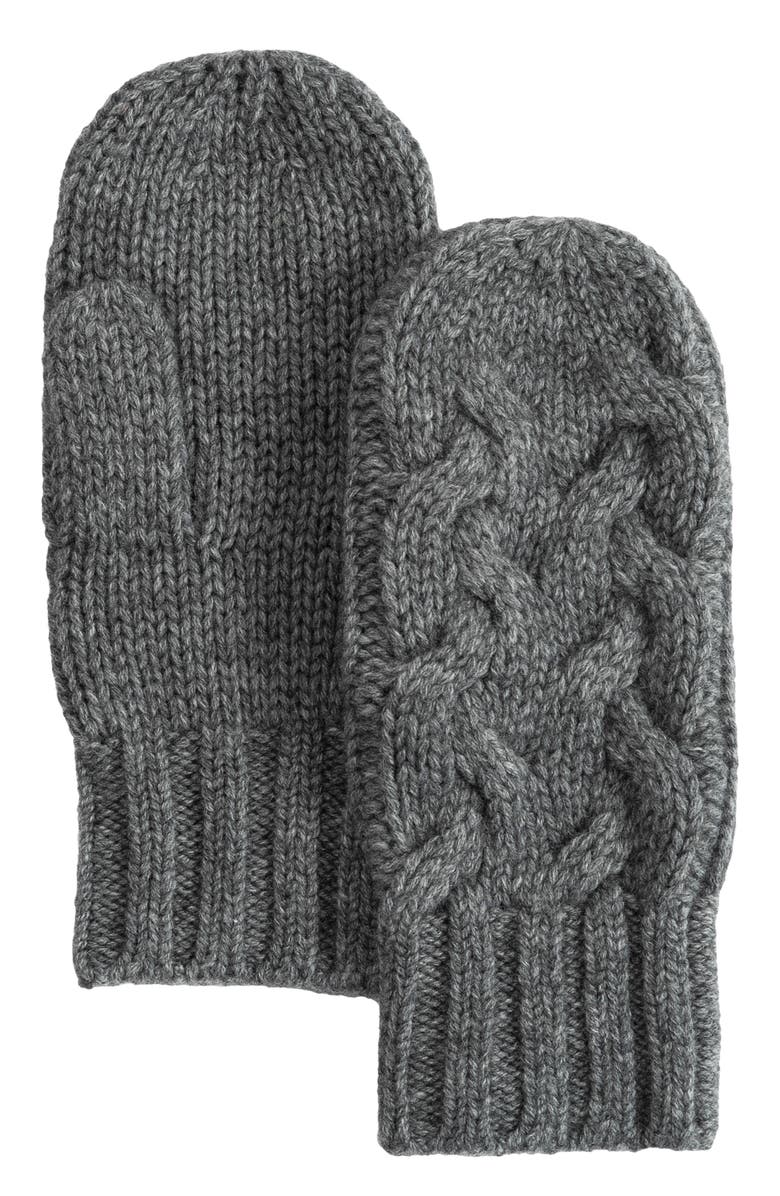 Echo Park Cable Mitten, Main, color, Dark Grey
