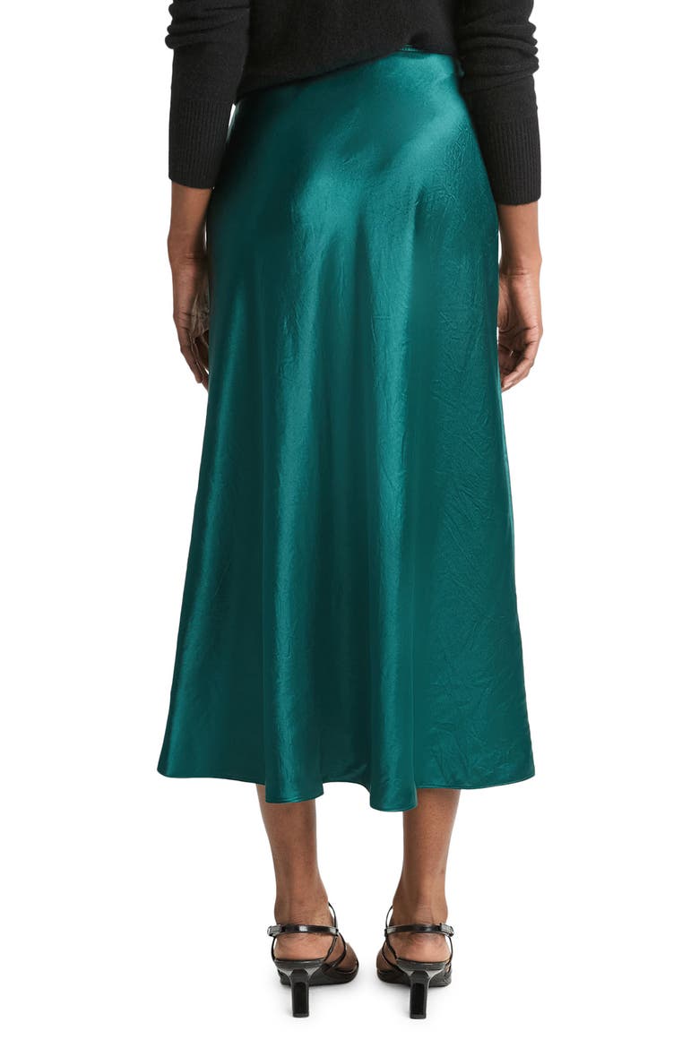 Rumpled Satin Slip Skirt, Alternate, color, JADE LAKE