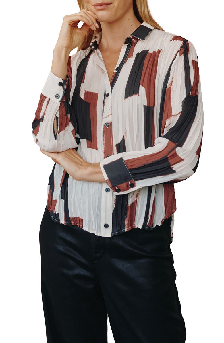 Bella Dahl Art Print Pleated Button-Up Shirt, Main, color, Modern Art Print