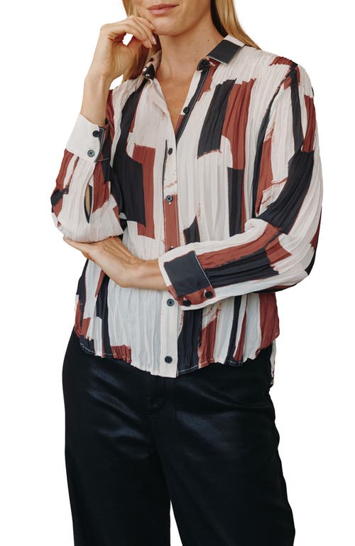 Bella Dahl Art Print Pleated Button-up Shirt In White