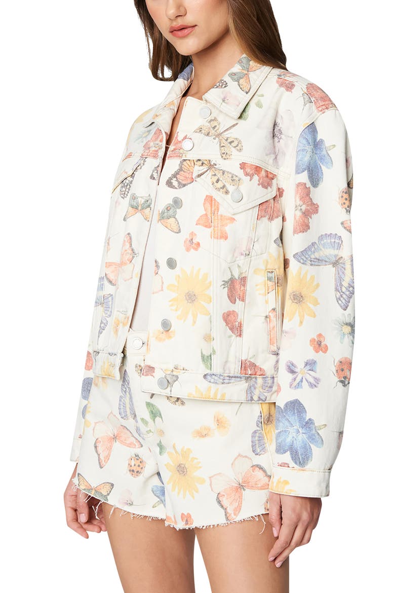 Botanical Print Denim Trucker Jacket, Alternate, color, ONE WITH NATURE