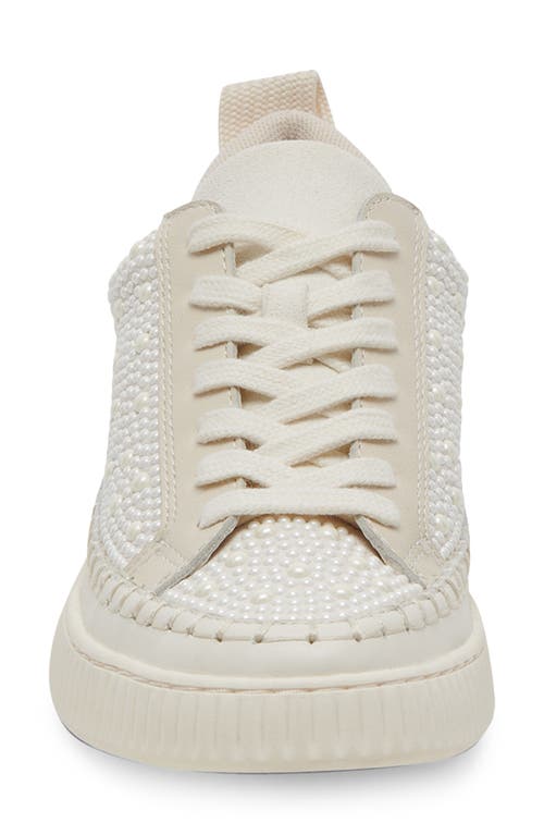 Dolce Vita Nicona Pearl Womens Embellished Leather Casual And Fashion Sneakers In Vanilla Pearl