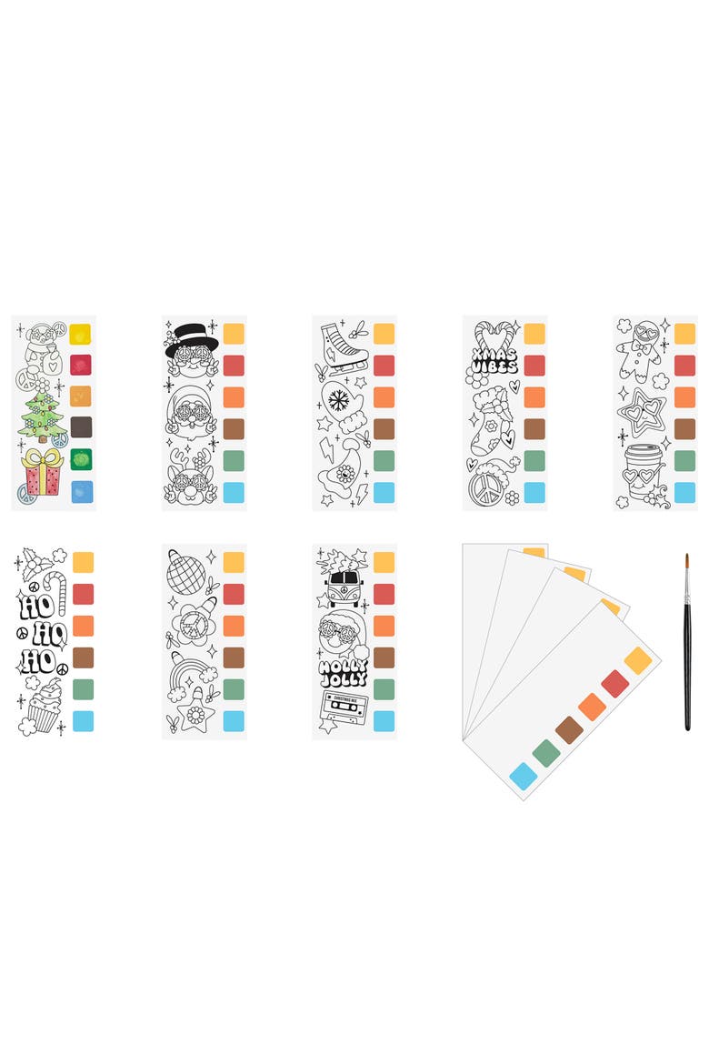 Watercolor Bookmark Pad, Frosty, 8 Snowman Designs, Alternate, color, Multicolored