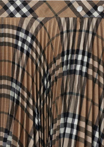 Burberry Pleated Check Wool Blend Skirt | Nordstrom