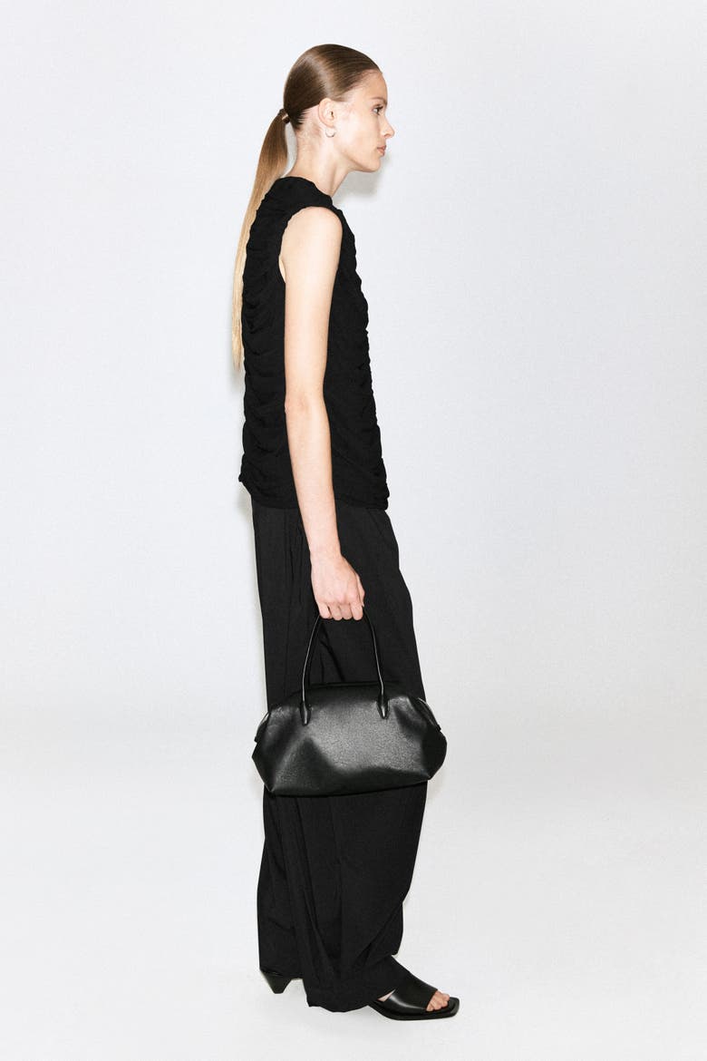 Gathered Paneled Top, Alternate, color, BLACK