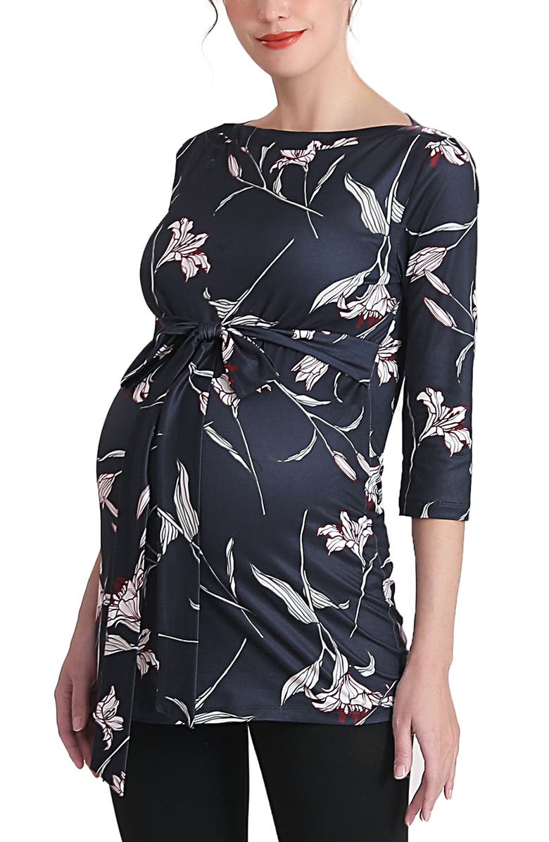 Kimi & Kai Aaira Boat Neck Maternity Top, Alternate, color, Navy