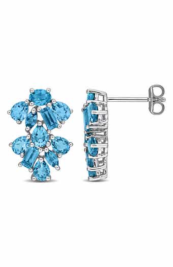 London Blue Topaz Cluster Drop Earrings