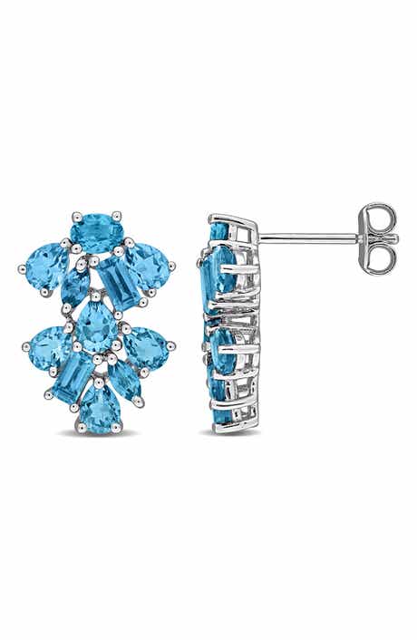 London Blue Topaz Cluster Drop Earrings