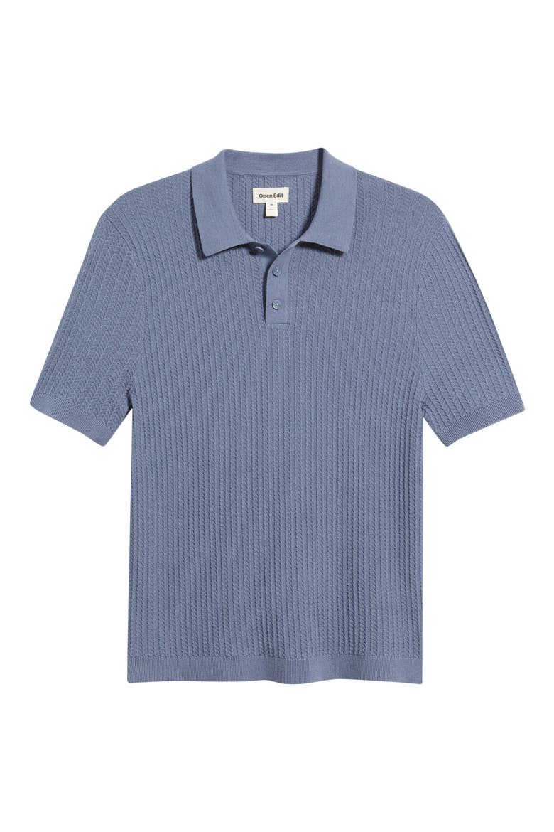 Textured Short Sleeve Polo Sweater, Alternate, color, GREY FOLKSTONE