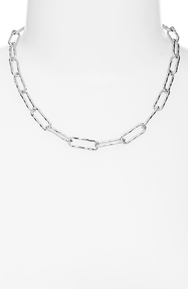 Nordstrom Hammered Paper Clip Chain Necklace, Alternate, color, Silver