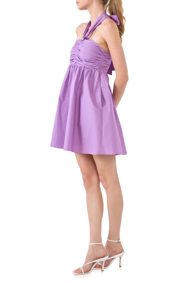 Endless Rose Ruched Halter Cotton Babydoll Minidress, Alternate, color,