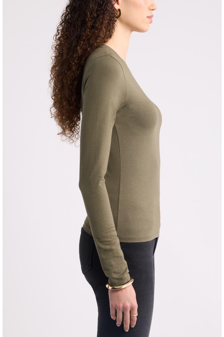 Pima Cotton & Tencel Modal Long Sleeve T-Shirt, Alternate, color, OLIVE SARMA