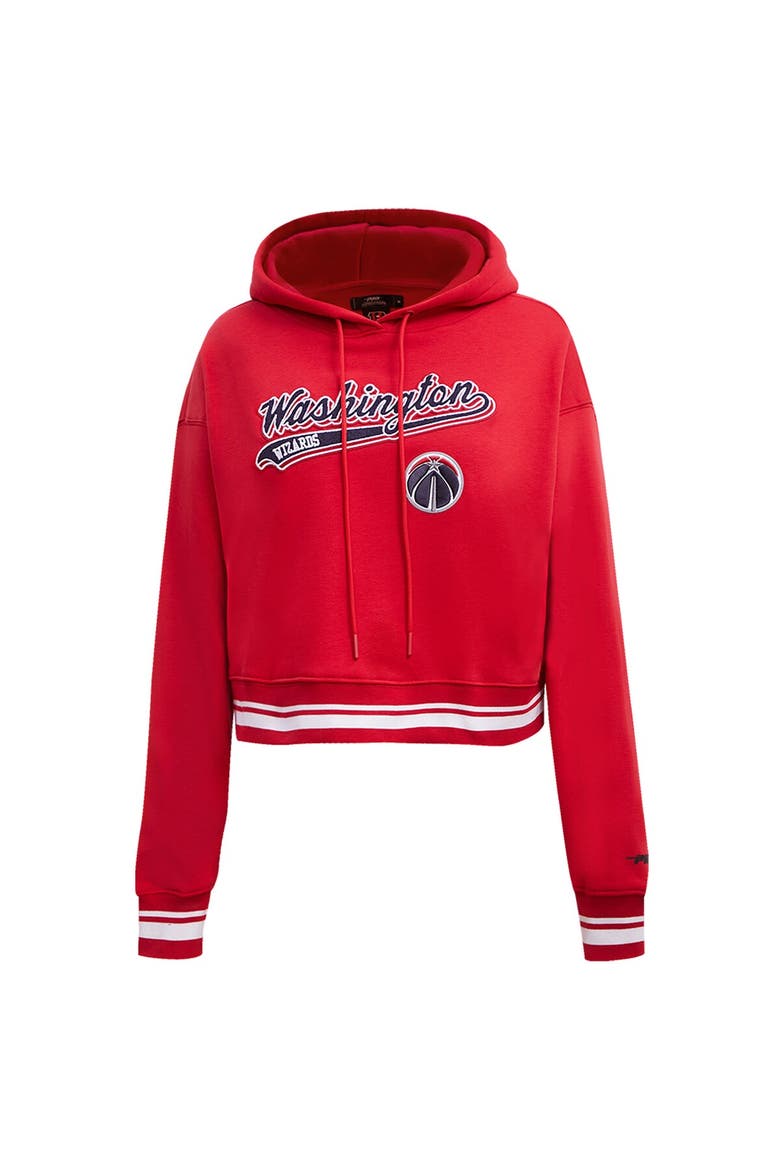 Women's Pro Standard Red Washington Wizards Script Tail Cropped Pullover Hoodie, Alternate, color, Red
