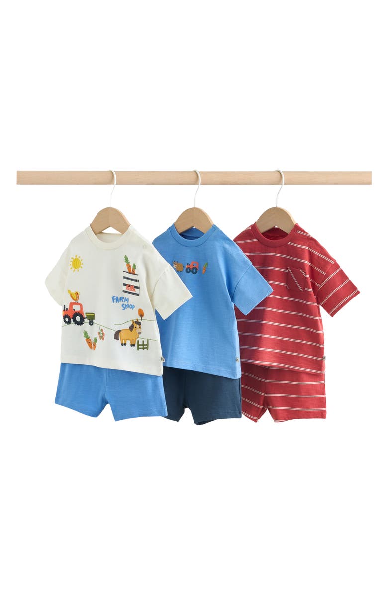 NEXT Cotton T-Shirts & Shorts Assorted 6-Pack, Main, color, Blue