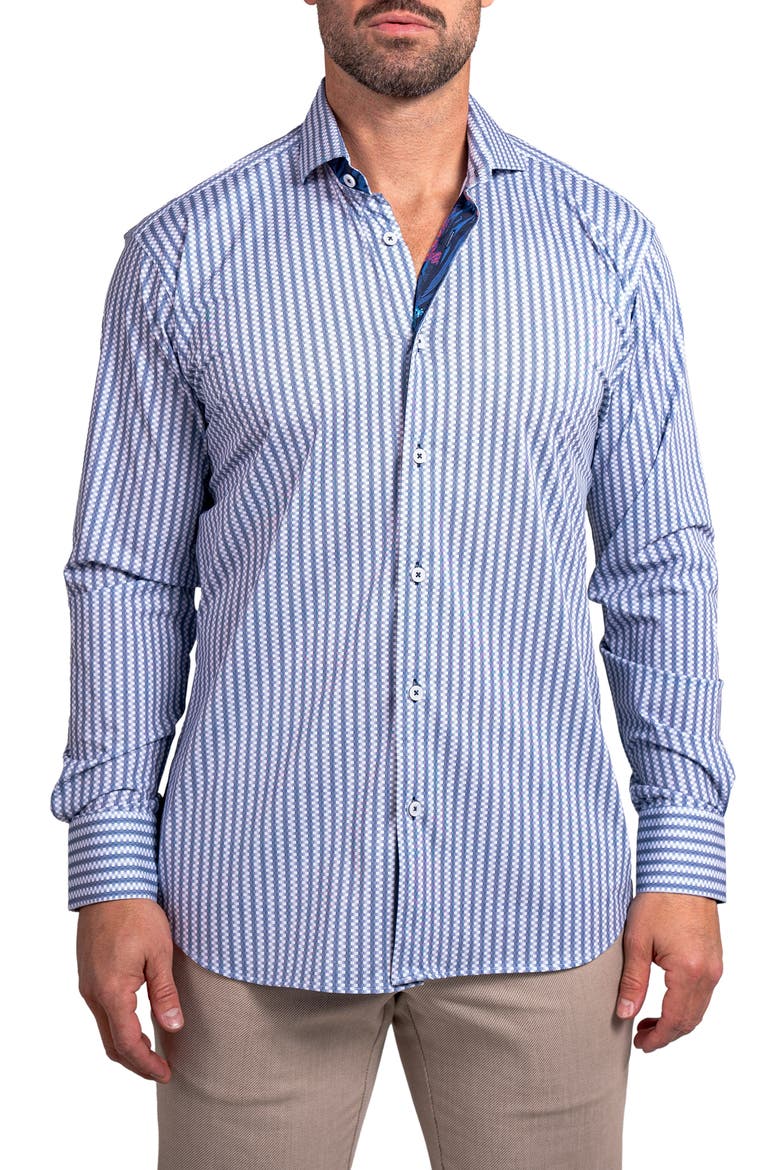 Einstein Stretch Ascension Contemporary Fit Button-Up Shirt, Main, color, WHITE
