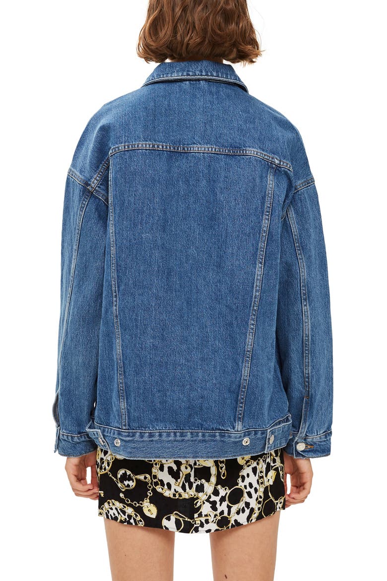 Oversized Denim Jacket, Alternate, color, MID DENIM