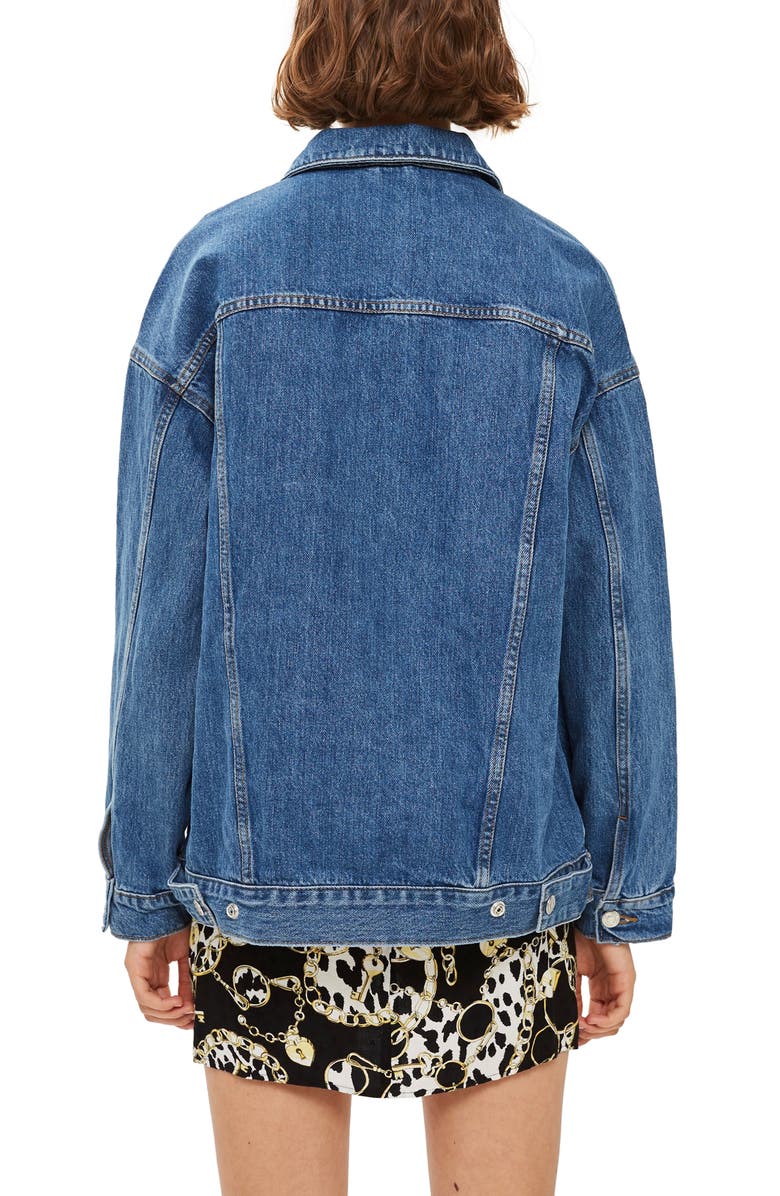 Topshop Oversized Denim Jacket, Alternate, color,