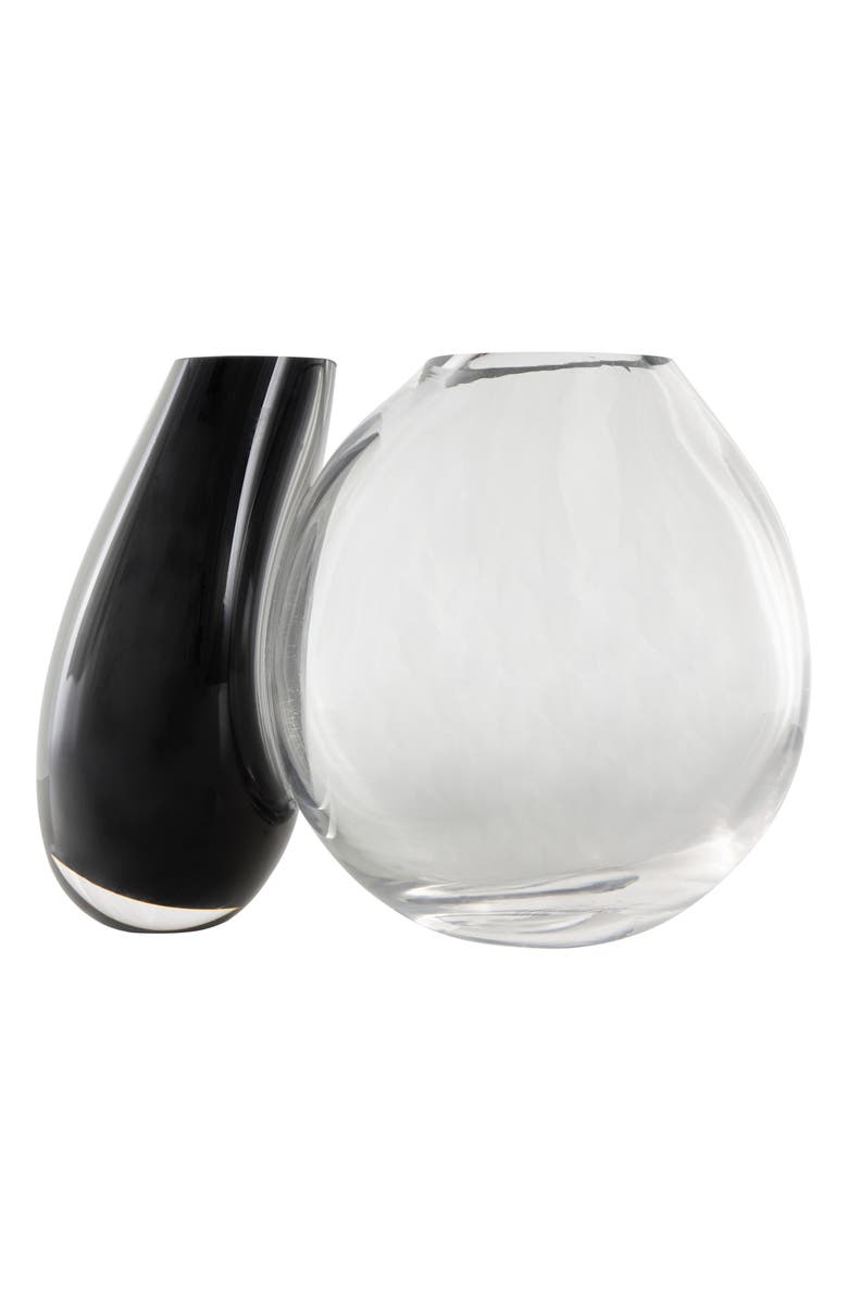 VIVIAN LUNE HOME Two-Tone Recycled Glass Vase, Alternate, color, Black