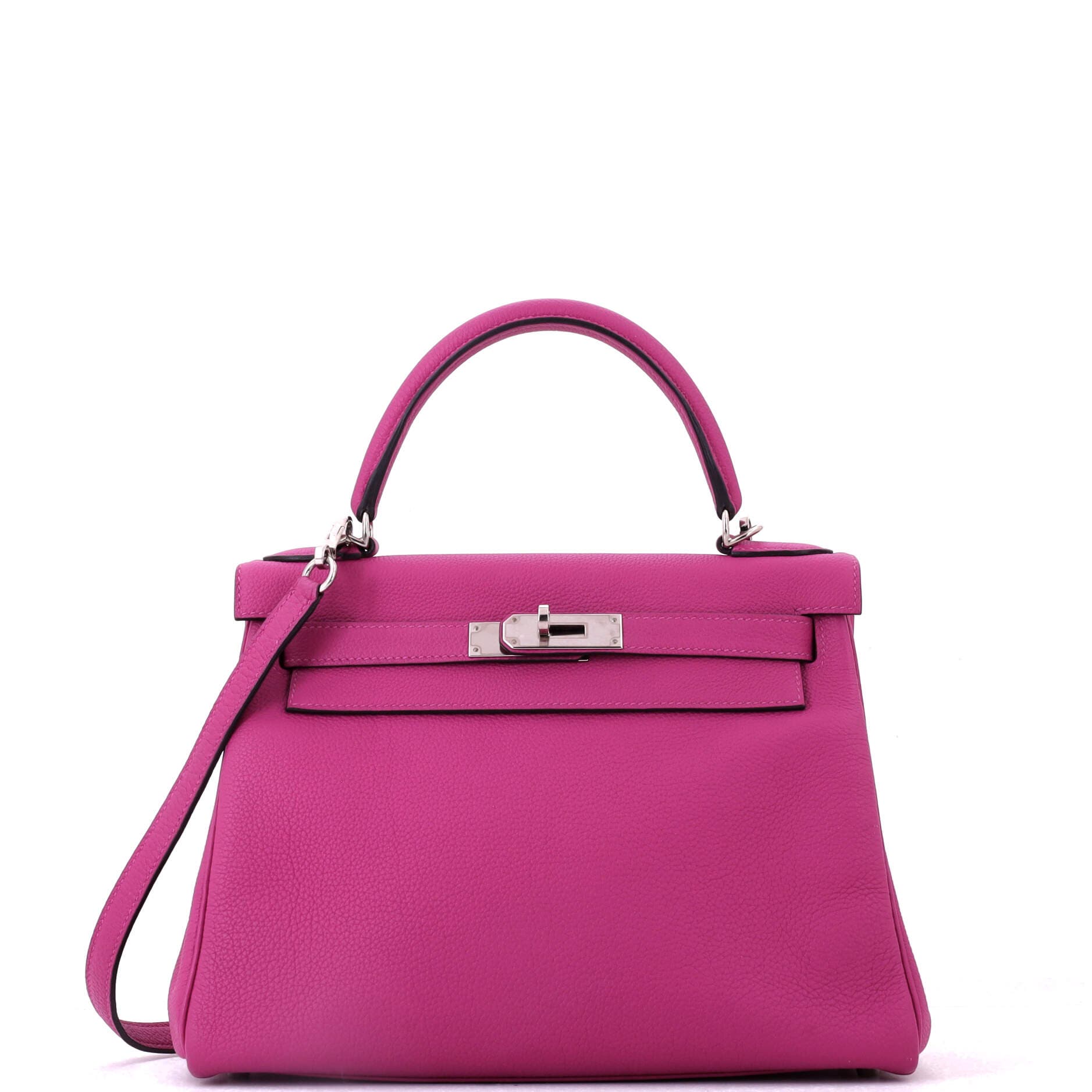 Pre-Owned Hermes Kelly Handbag Pink Togo with Palladium Hardware 28, Main, color, Rose Pourpre