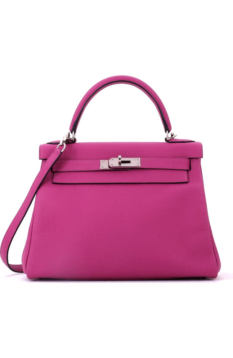 Pre-Owned Hermes Kelly Handbag Pink Togo with Palladium Hardware 28, Main, color, Rose Pourpre
