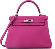 Pre-Owned Hermes Kelly Handbag Pink Togo with Palladium Hardware 28