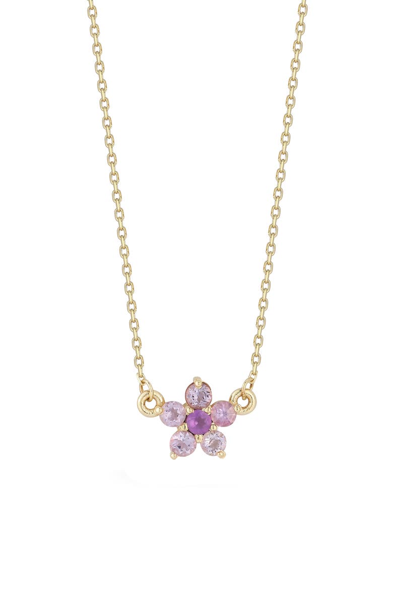 Amethyst Flower Pendant Necklace, Main, color, GOLD