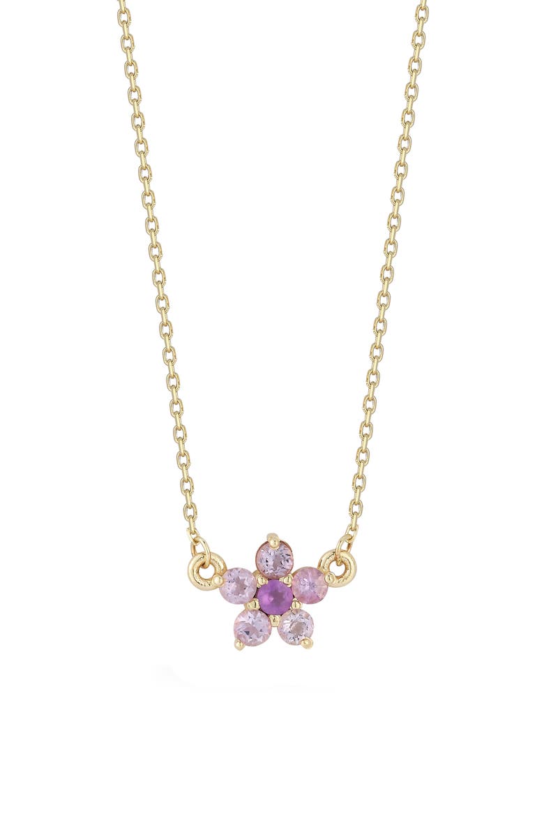 Ember Fine Jewelry Amethyst Flower Pendant Necklace, Main, color, Gold