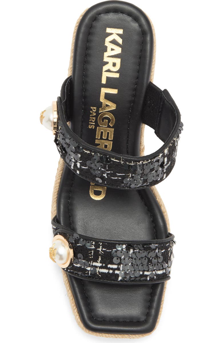 KARL LAGERFELD PARIS Carsen Espadrille Platform Wedge Sandal, Alternate, color, Black