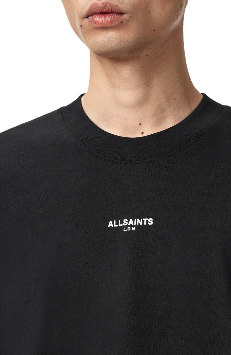 AllSaints Mikro Oversize Cotton Graphic T-Shirt, Alternate, color, Washed Black