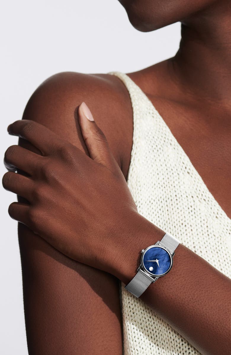 Movado Museum Mesh Strap Watch, 28mm, Alternate, color, 