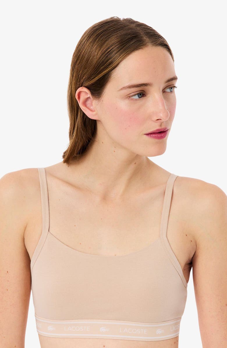 Lacoste Stretch Cotton Bralette, Alternate, color, Biscuit