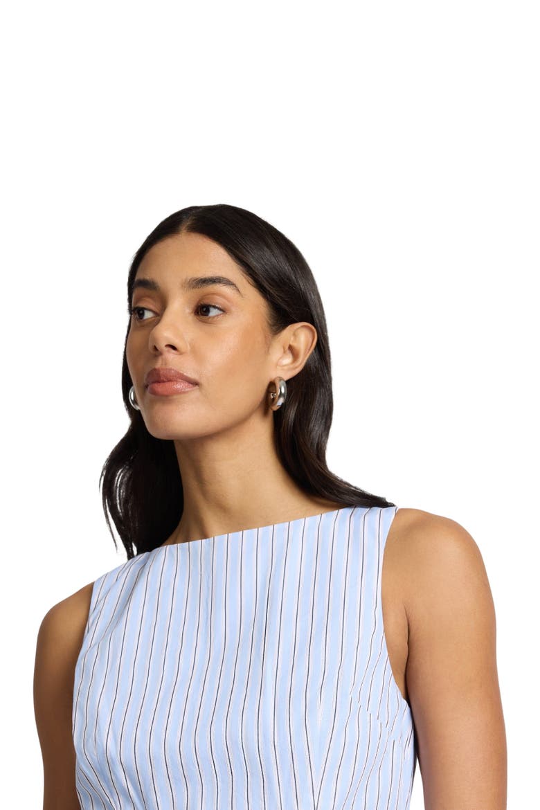 Boatneck Bubble Mini Dress, Alternate, color, Blue