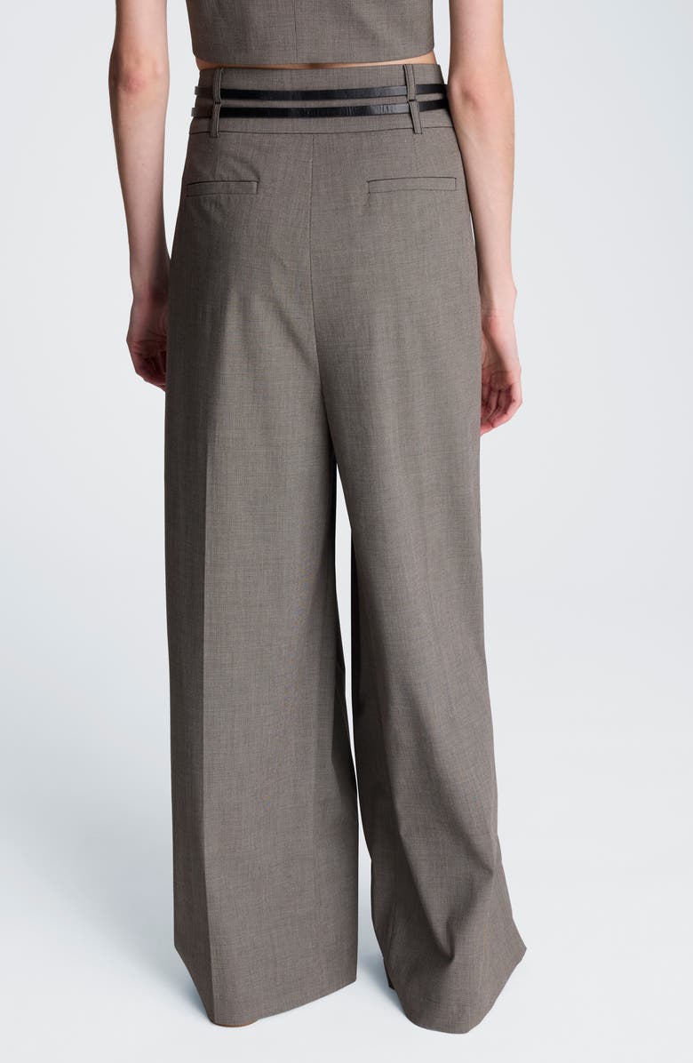 Kenneth Cole Double Pleat High Waist Wide Leg Pants, Alternate, color, Black/ Oyster