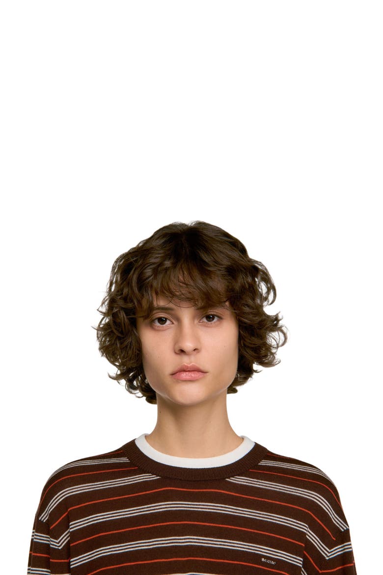 Striped wool sweater, Alternate, color, Brown