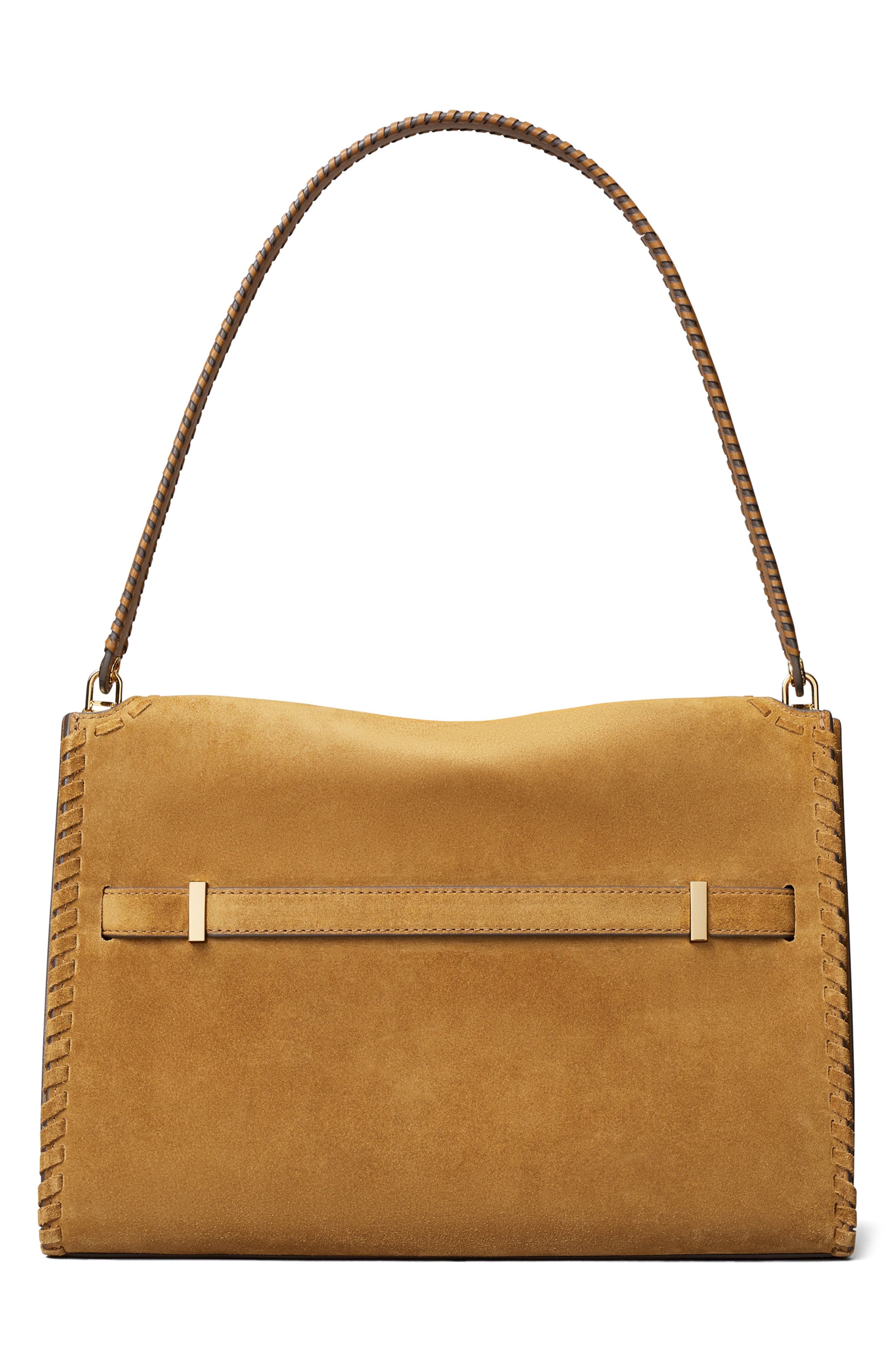 Tory Burch Large Lee Radziwill Suede Shoulder Bag, Alternate, color, Wild Tabacco