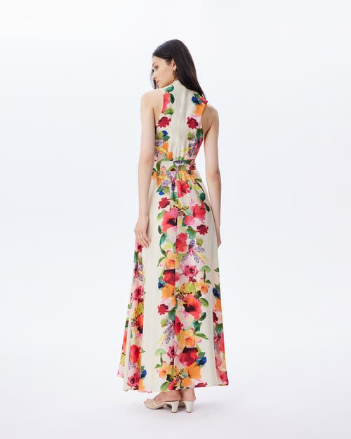 Theo The Label Theia Orchid Print Maxi Therese Dress In Mandarine Flower