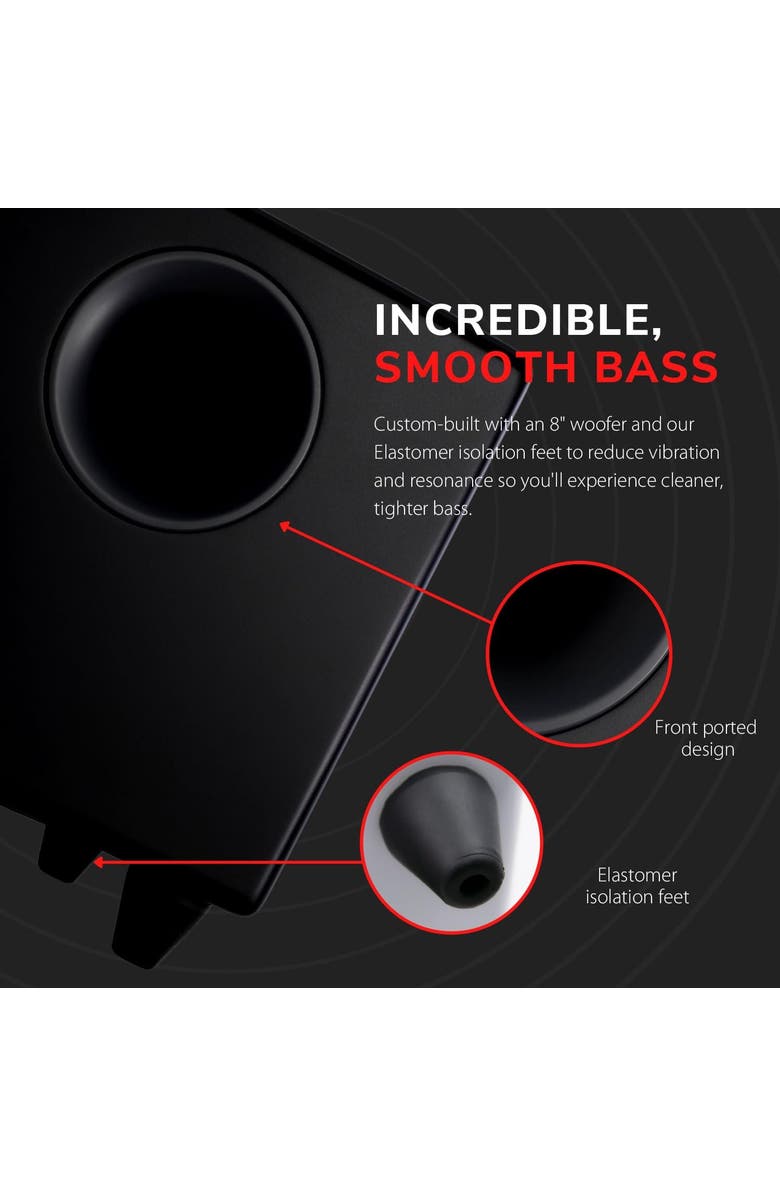 Audioengine S8 250 Watt 8in Powered Subwoofer, Alternate, color, Black