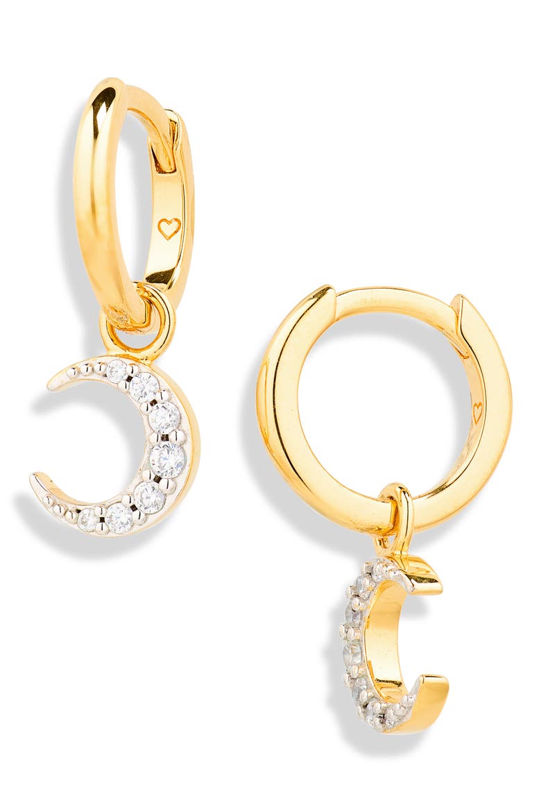 Advent Moon Drop Earrings, Main, color, GOLD