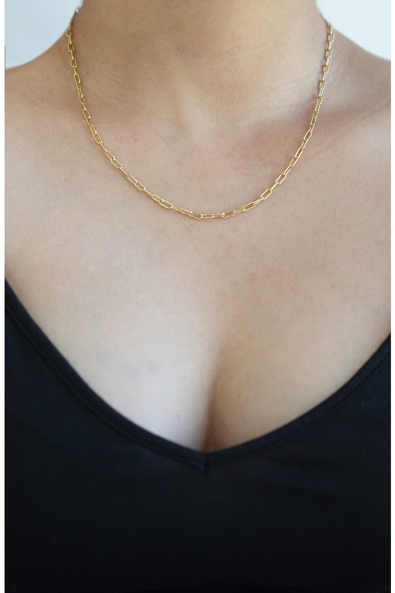 Paper Clip Chain Necklace, Alternate, color, GOLD