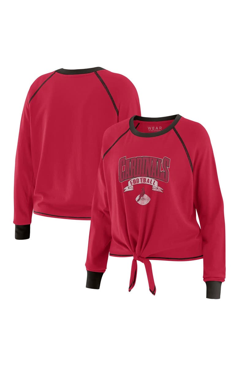 WEAR by Erin Andrews Women's WEAR by Erin Andrews Cardinal/Black Arizona Cardinals Plus Size Tie-Front Long Sleeve Top, Alternate, color, Cardinal