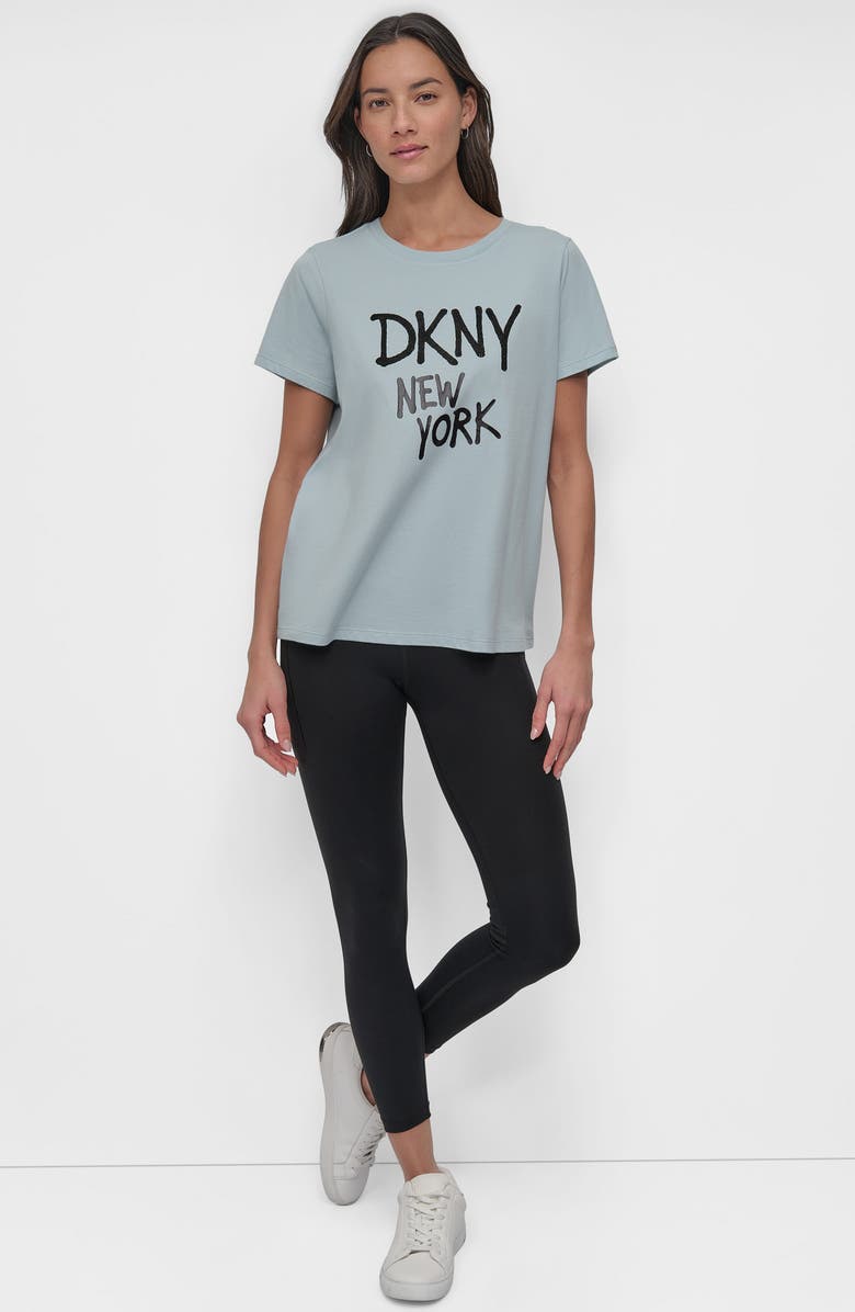 DKNY Graffiti Logo Graphic T-Shirt, Alternate, color, Mint/ Black