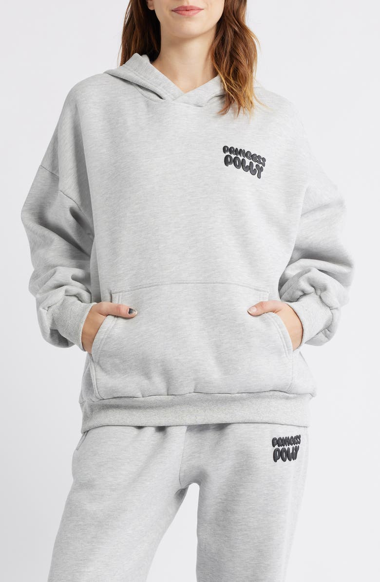 Princess Polly Puffy Logo Hoodie, Main, color, Grey