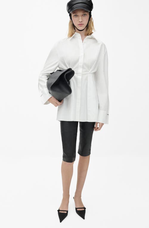 Mango Pleated Cotton Button-up Shirt