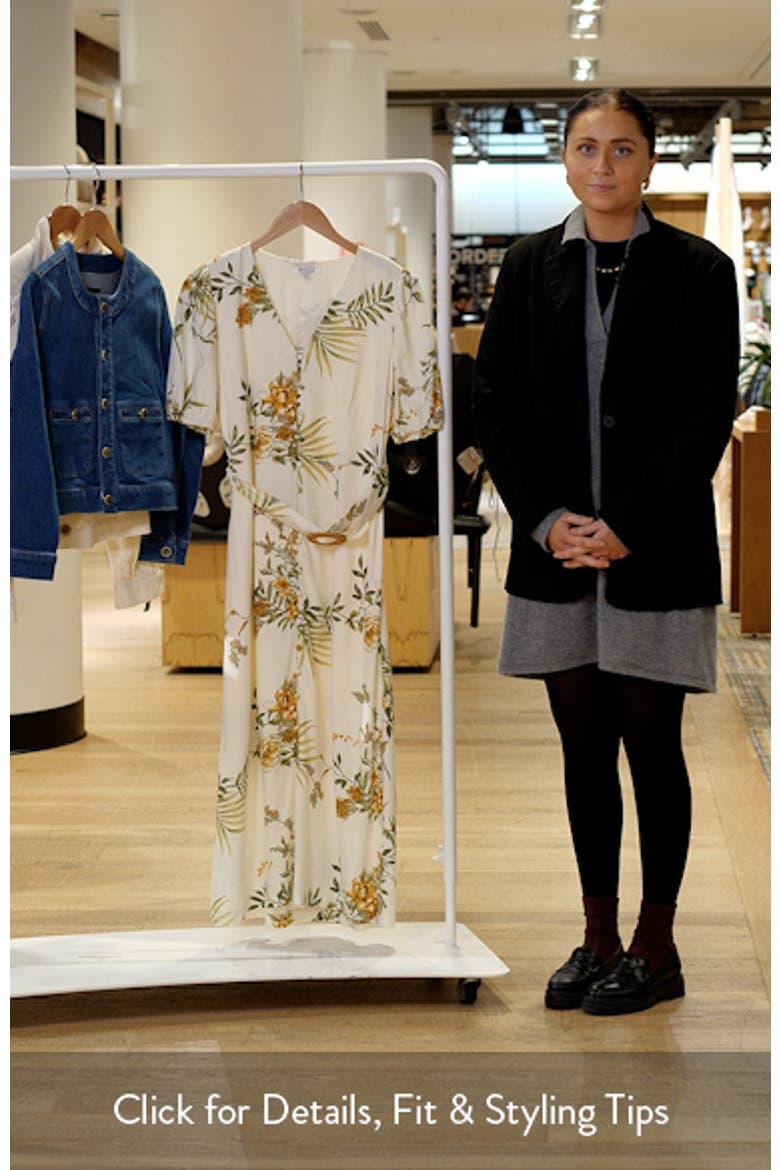Printed Puff Sleeve Belted Midi Dress video